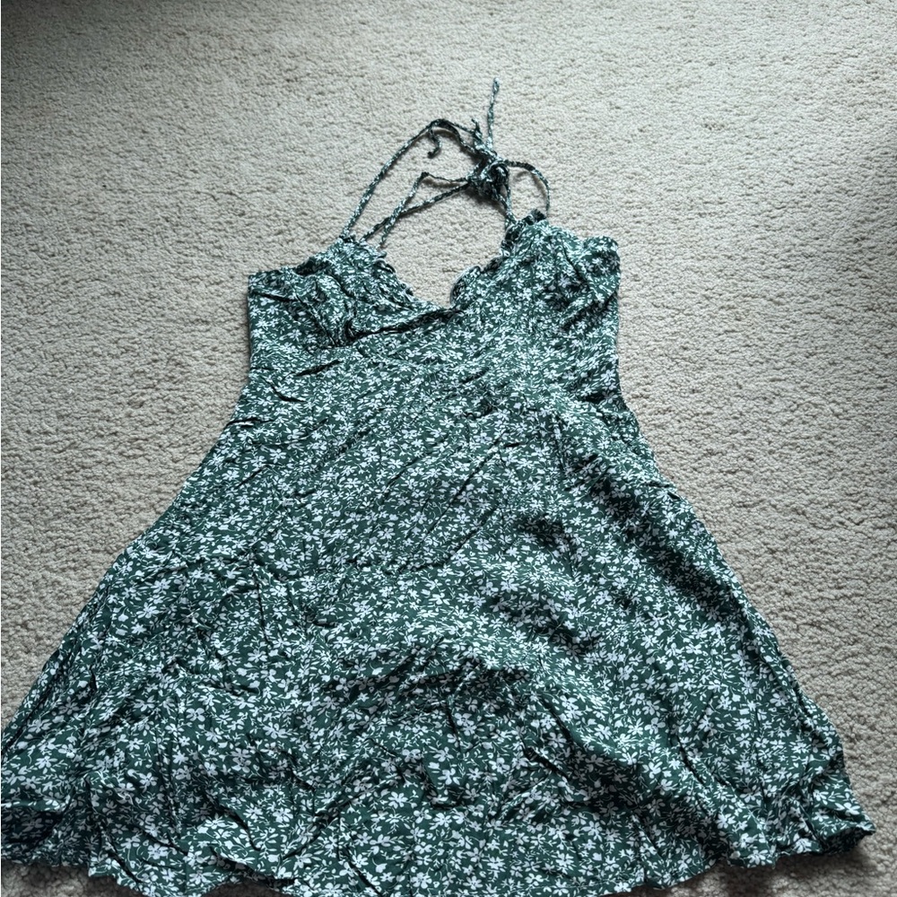 SHEIN Green Floral Mini Dress